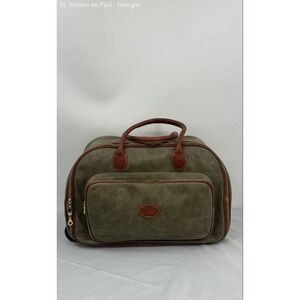 Vintage Tangaroa Venezia Rolling Weekender Bag Italian Green Leather Excellent